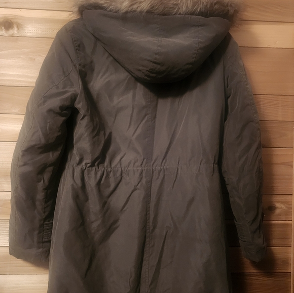 Lauren Ralph Lauren Olive Green Utility Jacket with Faux Fur Hood Size Small - Picture 3 of 5